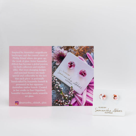 Pink Glass Stud Earrings - Samantha Abbott