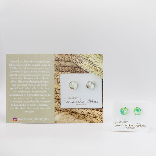 Green Glass Stud Earrings - Samantha Abbott